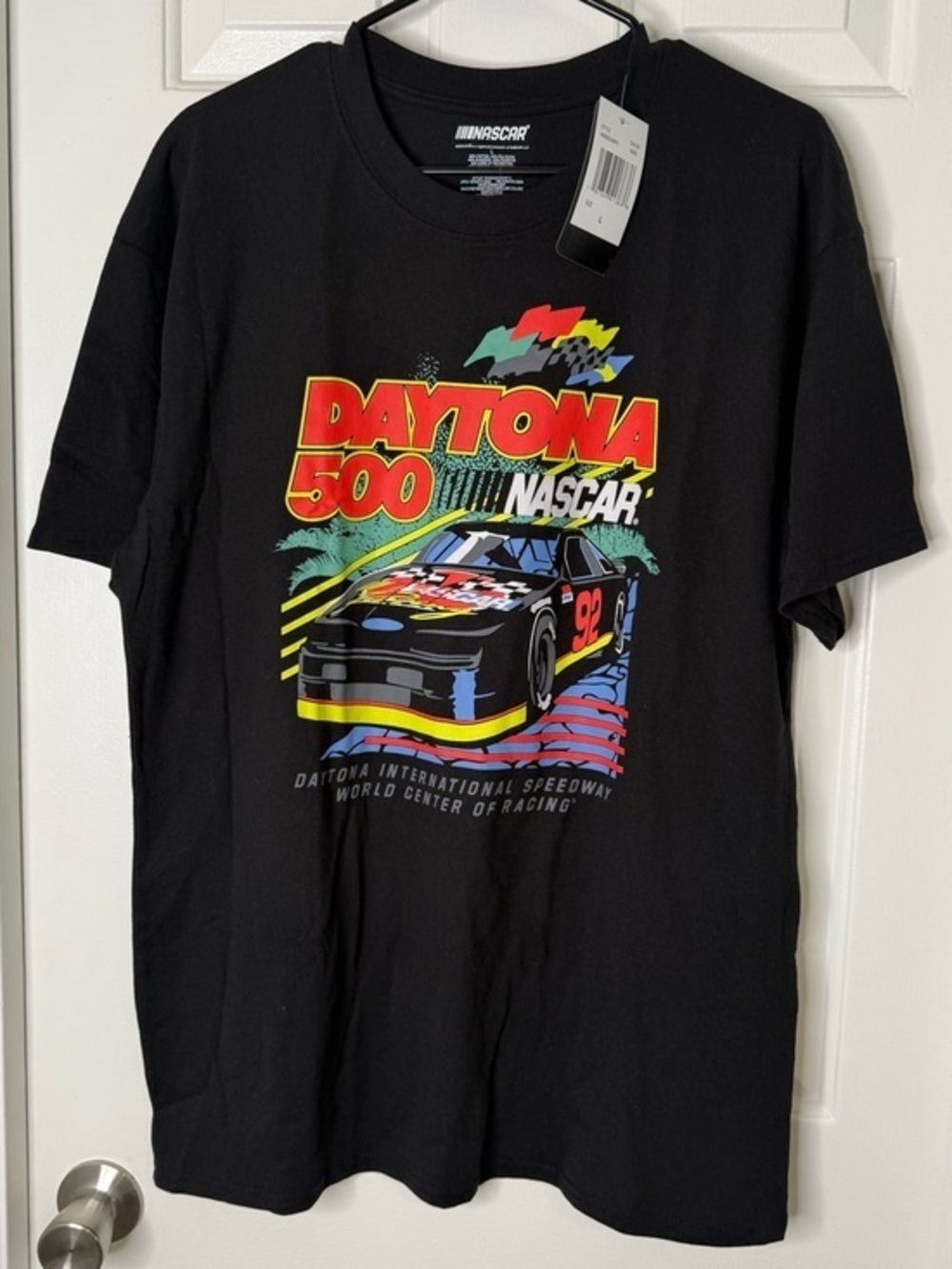Nascar Black Daytona 500 Graphic Tee with Multicolor Race Car